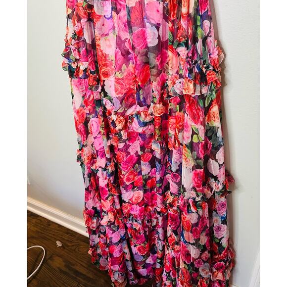MAC DUGGAL Pink Purple Floral Cutout Back 68076 Sleeveless Gown Dress Size 6 - Picture 12 of 16